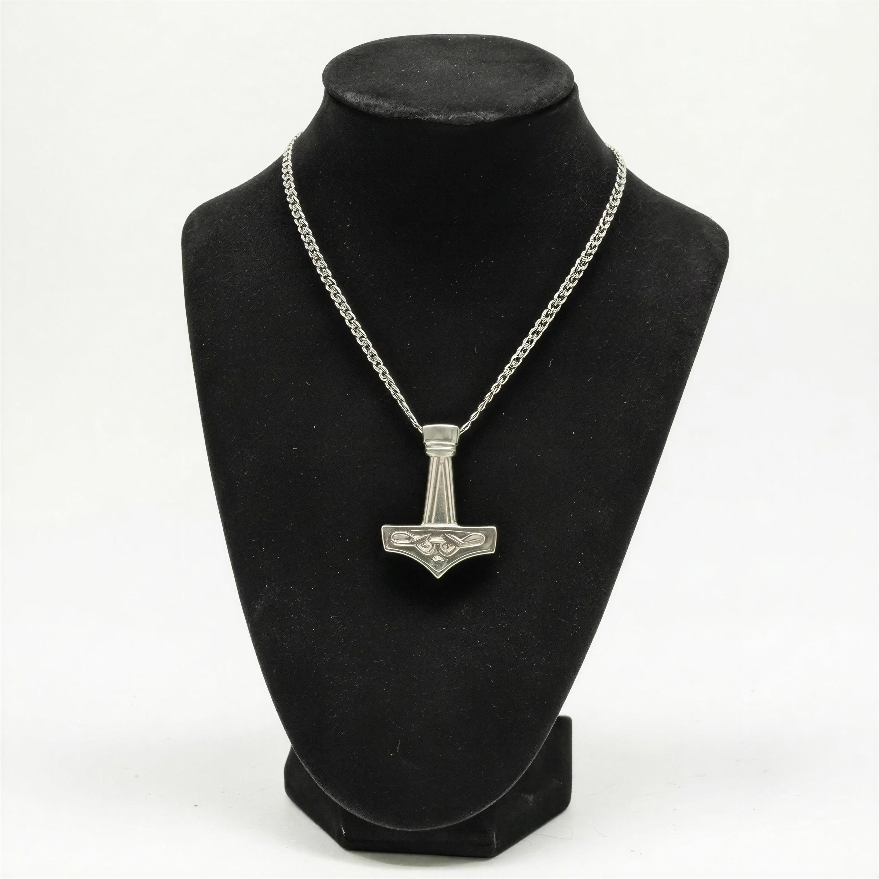 Viking thor hammer hand-cast pendant on 3.5 mm cuban links chain